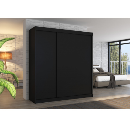 Tolóajtós szekrény MEGAN 200 Fekete+Fekete