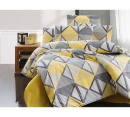 Povlečení krep 140x200, 70x90cm Mystery yellow nitěný knoflík