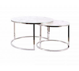 ATLANTA B konferencia asztal - 2 asztalos szett, fehér márványhatás/króm