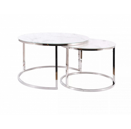 ATLANTA B konferencia asztal - 2 asztalos szett, fehér márványhatás/króm