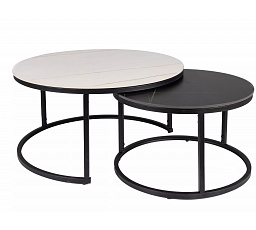 FERRANTE B konferencia asztal, Fehér és fekete márványhatás/Fekete matt