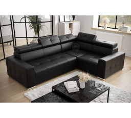 NAROŻNIK MARGO II 270×197 SKÓRA NATURALNA - prawa , Skóra czarna