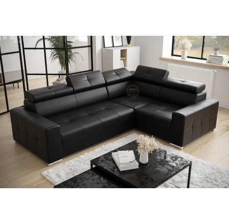 NAROŻNIK MARGO II 270×197 SKÓRA NATURALNA - prawa , Skóra czarna