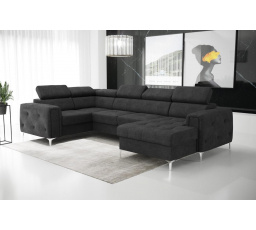 NAROŻNIK ORION MAX III Z FUNKCJĄ SPANIA 165x320x185 CM - Odcienie czarnego , lewa