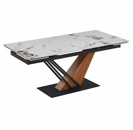Stół REX 2 Ceramiczny Rozkładany 180-240 cm Biały Marmur/Dąb