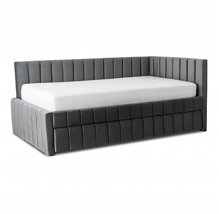 Łóżko 120x200 VILLEMO Szare Welurowe Łóżko 120x200 VILLEMO Szare Welurowe