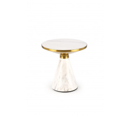 TALBI konferencia asztal, Fehér márvány hatás/Fehér/Arany