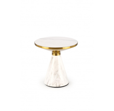 TALBI konferencia asztal, Fehér márvány hatás/Fehér/Arany