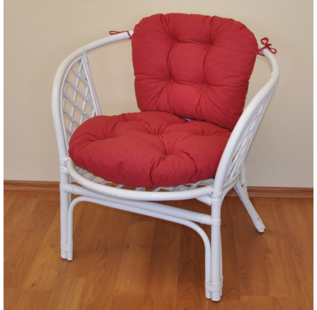 Ratanové křeslo Bahama bílé polstr vínový melír