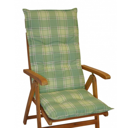 Polstr na teakové zahradní křeslo UNI excelent vysoké - látka zelená kostka