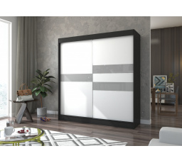 Tolóajtós szekrény lacobellel BATIA 200 Fekete+Fehér