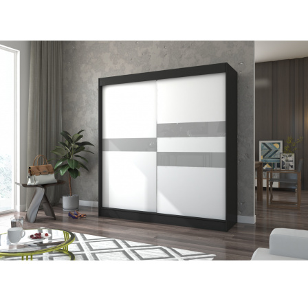 Tolóajtós szekrény lacobellel BATIA 200 Fekete+Fehér