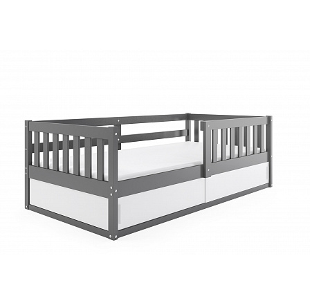 Łóżko pojedyńcze dla dzieci Smart, w kolorze grafitowym, z materacem 80 x 160 