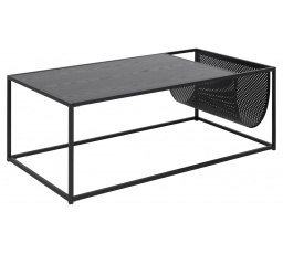 Seaford dohányzóasztal újságtartóval, fekete