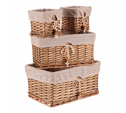 Koš proutěný - regálový, hranatý, cena za sadu 4 ks