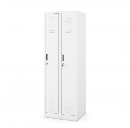 Fém munkásszekrény Négyrekeszes fehér öltözőszekrény: KACPER II, 600 x 1800 x 500 mm