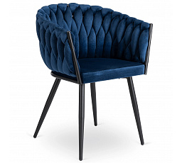 Krzesło ELENA Granatowe Plecione Welurowe