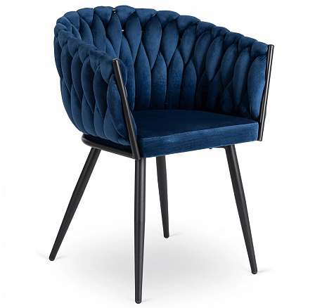 Krzesło ELENA Granatowe Plecione Welurowe