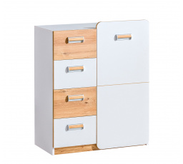 LORENTO L6 komód, Briliáns Fehér/Nash Tölgy
