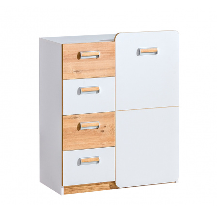 LORENTO L6 komód, Briliáns Fehér/Nash Tölgy