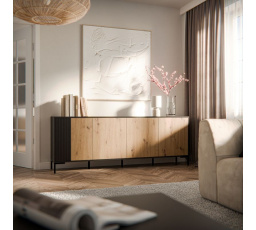 MERCI 200 komód, fekete/tölgy artisan