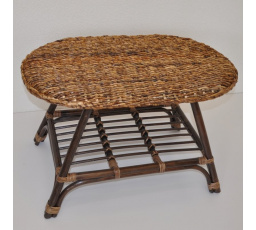 Ratanový stolek Fabion oválný tmavý, banánový lits