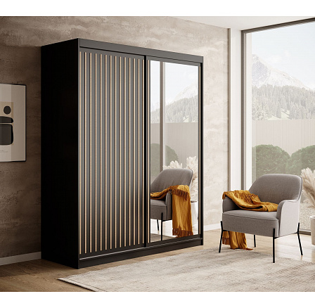 Tolóajtós szekrény Delia 160 Fekete+Artisan