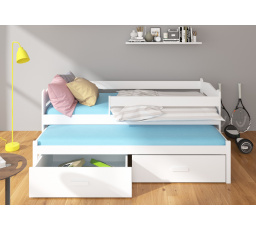 TIARRO 200x90 fehér kétszemélyes ágy korláttal és matracokkal