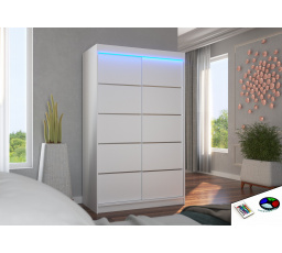 Tolóajtós szekrény LED világítással BENISSO 120 Fehér+Fehér