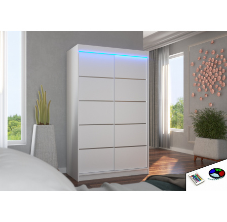 Tolóajtós szekrény LED világítással BENISSO 120 Fehér+Fehér