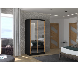 Tolóajtós szekrény tükörrel NEVIO 100 Fekete+Artisan