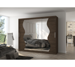 Tolóajtós és tükörrel ellátott SHARON 250 Choco+Choco ruhásszekrény