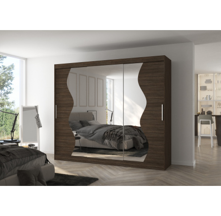 Tolóajtós és tükörrel ellátott SHARON 250 Choco+Choco ruhásszekrény