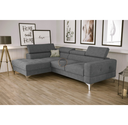 NAROŻNIK TOSCANIA MINI Z FUNKCJĄ SPANIA 170x250 CM - Odcienie szarości , lewa