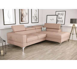 NAROŻNIK TOSCANIA MINI SKÓRA NATURALNA 170x250 CM - Odcienie różu , prawa