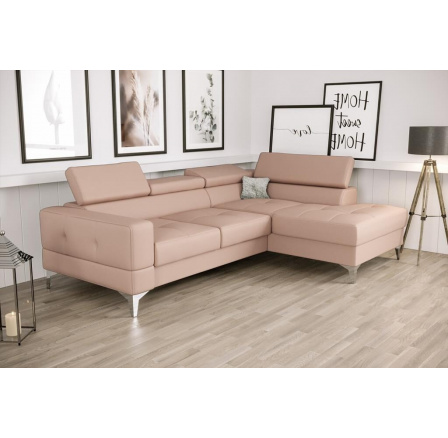 NAROŻNIK TOSCANIA MINI SKÓRA NATURALNA 170x250 CM - Odcienie różu , prawa