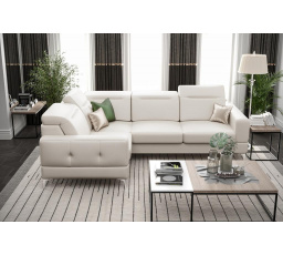 NAROŻNIK MALIBU SKÓRA NATURALNA 250X180 CM - lewa , Skóra złamana biel