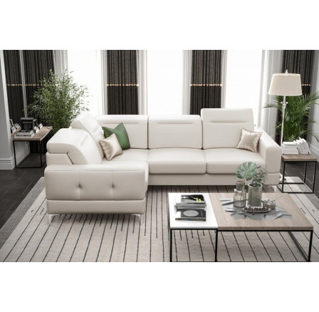 NAROŻNIK MALIBU SKÓRA NATURALNA 250X180 CM - lewa , Skóra złamana biel