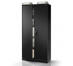 Fekete fém irodai iratszekrény: JAN H, 900 x 1950 x 400 mm