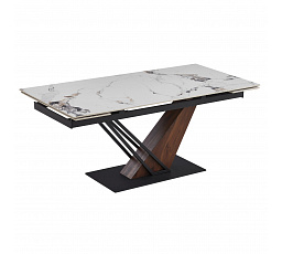 Stół REX 2 Ceramiczny Rozkładany 180-240 cm Biały Marmur/Orzech