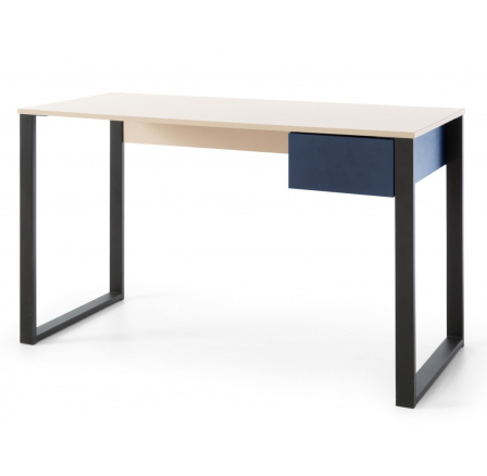 SERGIO SE 9 íróasztal, Bézs-homok/Olajozott tölgy/Királykék