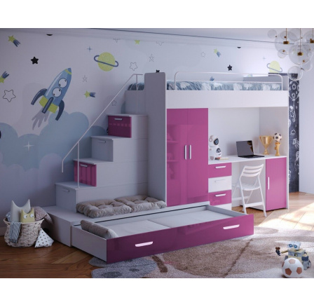 Postel PARADISE 5, Bílá Růžová Lesk