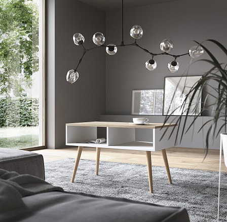 SANA dohányzóasztal 90x50 Fehér+Sonoma