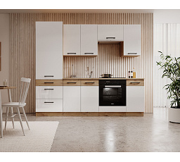 Konyhabútor VIKA 240 Fehér Fény + Lancelot Tölgy