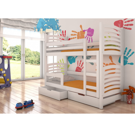 Kétszemélyes emeletes ágy matracokkal OSUNA White