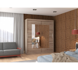 Tolóajtós szekrény tükörrel ROSETTE 180 Truffle+Truffle