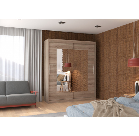 Tolóajtós szekrény tükörrel ROSETTE 180 Truffle+Truffle