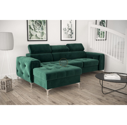 NAROŻNIK ORION MINI Z FUNKCJĄ SPANIA 255x165 CM - Odcienie zieleni , lewa NAROŻNIK ORION MINI Z FUNKCJĄ SPANIA 255x165 CM - Odcienie zieleni , lewa