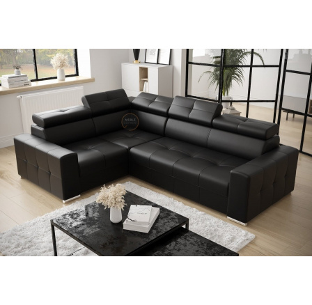 NAROŻNIK MARGO II 270×197 SKÓRA NATURALNA - lewa , Skóra czarna