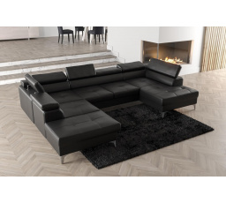 NAROŻNIK ROZKŁADANY TOSCANIA MAX II 170x350x220 - lewa , Czarna eko skóra